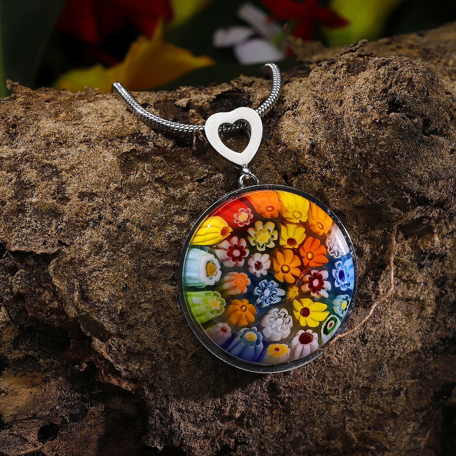 Multi Colour Murano Glass Pendant With Lobaster Clasp (Size 28 Adjustable) 25.00 Ct
