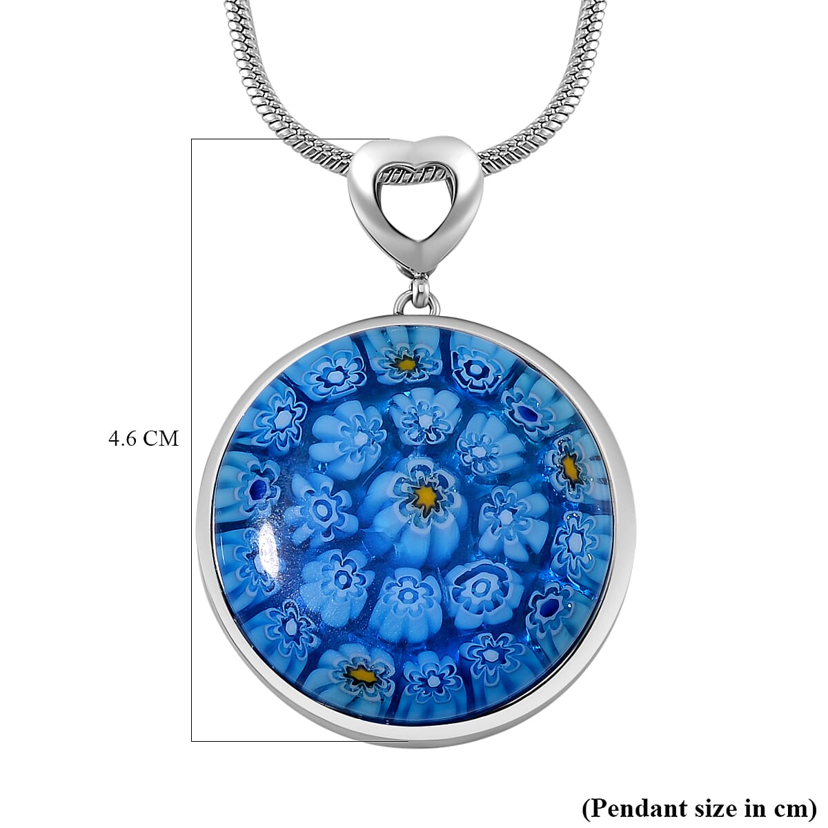 Blue Colour Murano Style Glass Pendant with Snake Chain (Size 24) 25.00 Ct. Blue Colour Murano Style Glass Pendant with Snake Chain (Size 24) 25.00 Ct.