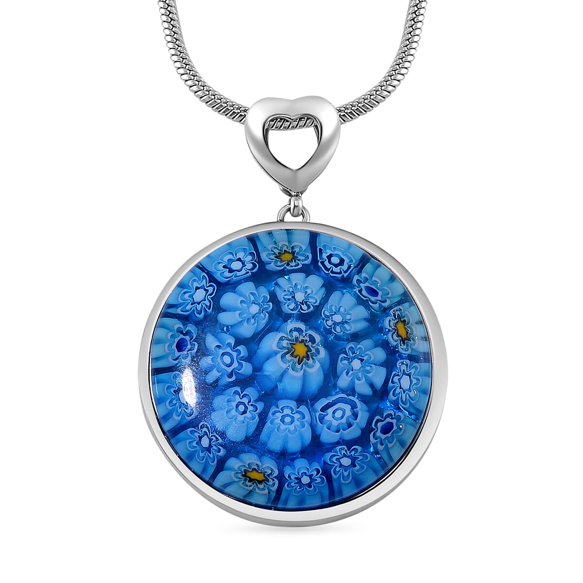 Blue Colour Murano Style Glass Pendant with Snake Chain (Size 24) 25.00 Ct. Blue Colour Murano Style Glass Pendant with Snake Chain (Size 24) 25.00 Ct.