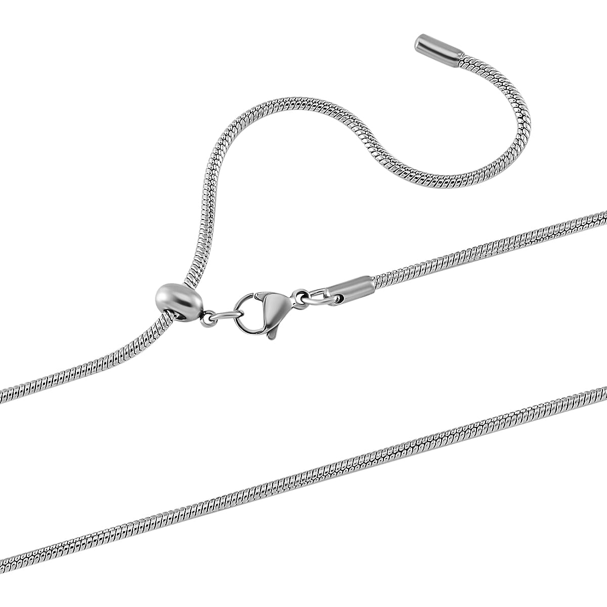 Green Color Murano Glass Pendant with Chain (Size 24) Pure White Stainless Steel 25.000 Ct.