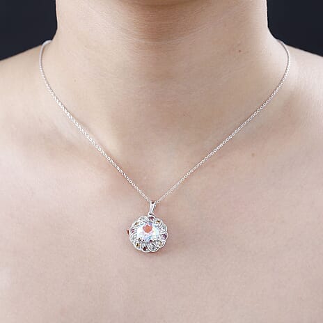 Mercury Mystic Topaz, Multi-Tourmaline & Natural Zircon Pendant with Chain (Size 20) in Rhodium Overlay Sterling Silver 5.20 Ct, Silver Wt. 5.40 Gms