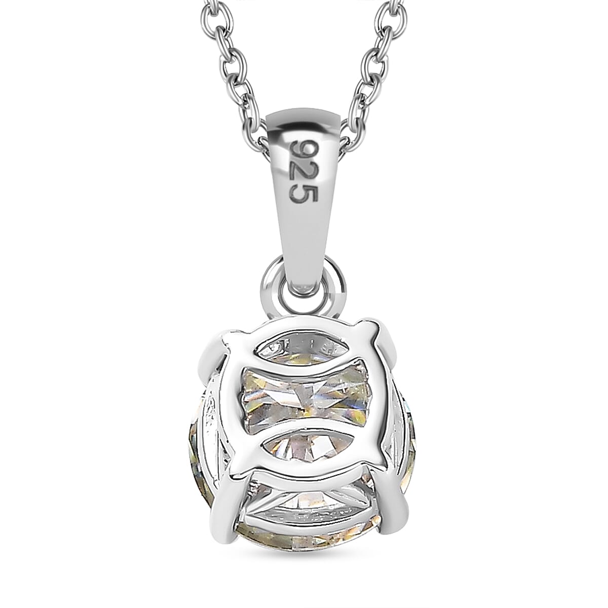Dichroic Luminous Moissanite Pendant with Chain (Size 20) in Rhodium Overlay Sterling Silver 1.80 Ct.
