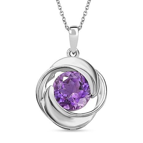 Moroccan Amethyst Pendant with Chain (Size 20) in Rhodium Overlay Sterling 2.740  Ct.
