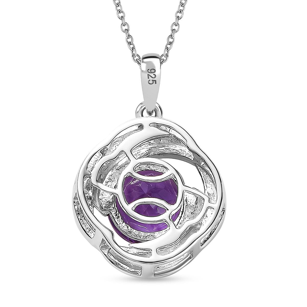 Moroccan Amethyst Pendant with Chain (Size 20) in Rhodium Overlay Sterling 2.740 Ct. Moroccan Amethyst Pendant with Chain (Size 20) in Rhodium Overlay Sterling 2.740 Ct.