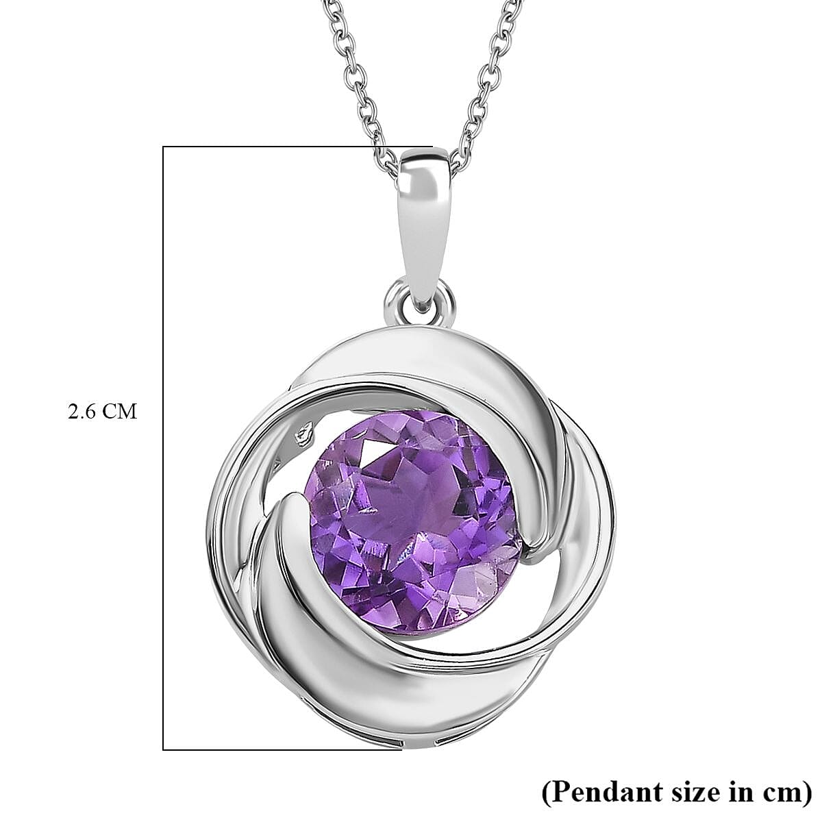 Moroccan Amethyst Pendant with Chain (Size 20) in Rhodium Overlay Sterling 2.740 Ct. Moroccan Amethyst Pendant with Chain (Size 20) in Rhodium Overlay Sterling 2.740 Ct.