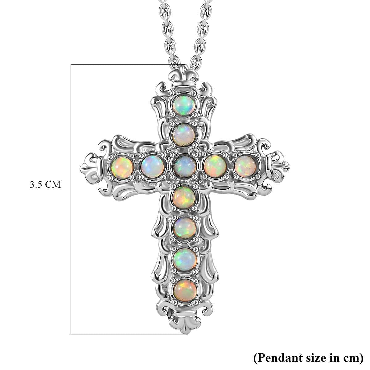 Ethiopian Welo Opal Cross Pendant with Chain (Size 20) 1.21 Ct.