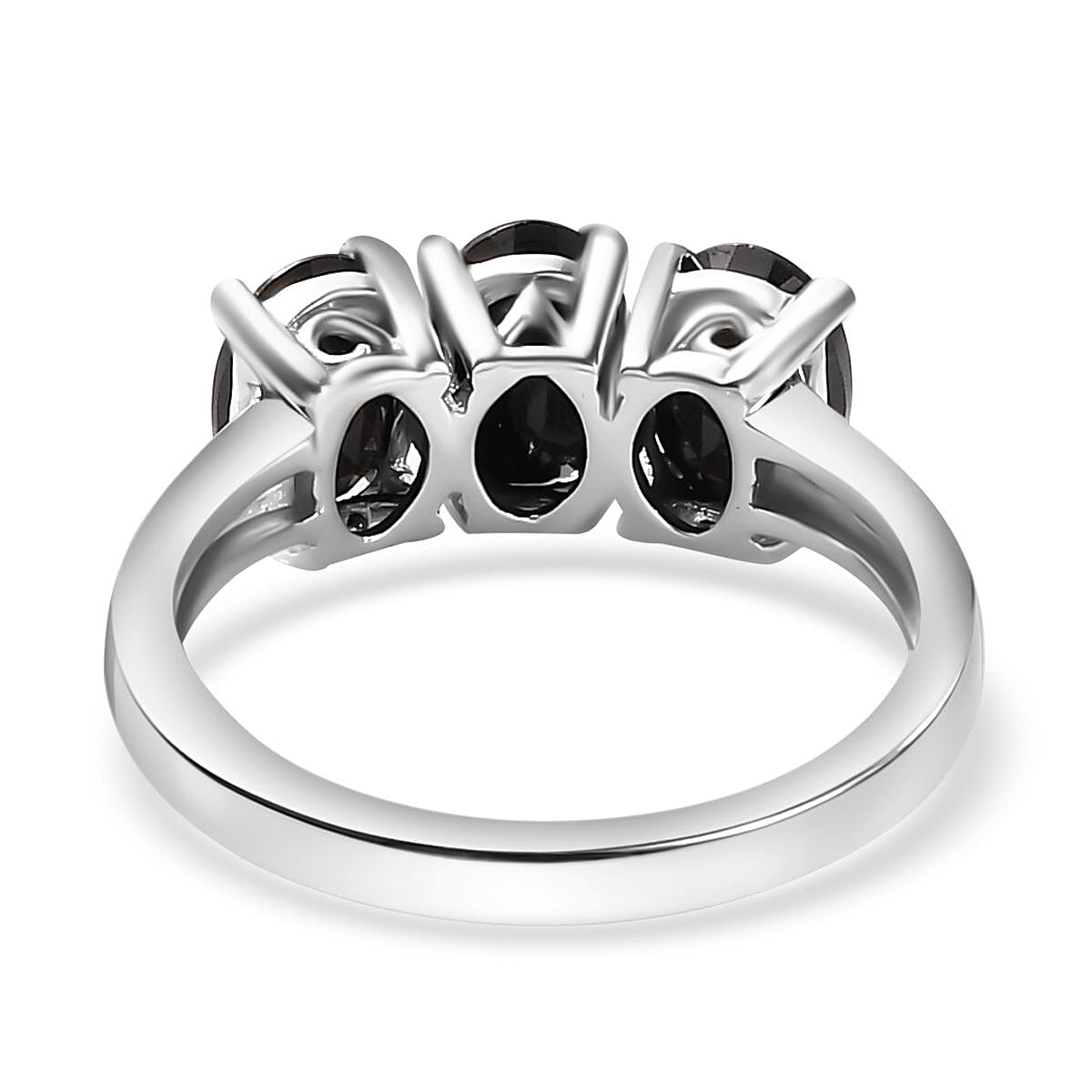 2 Piece Set - Black Spinel Ring and Pendant with Chain in Rhodium Overlay Sterling Silver