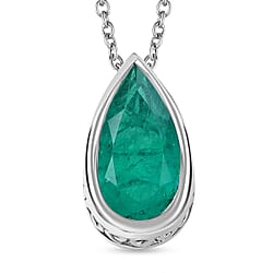 Emerald Triplet Quartz Pendant with Chain (Size 20) in Platinum Overlay Sterling Silver  4.750  Ct.