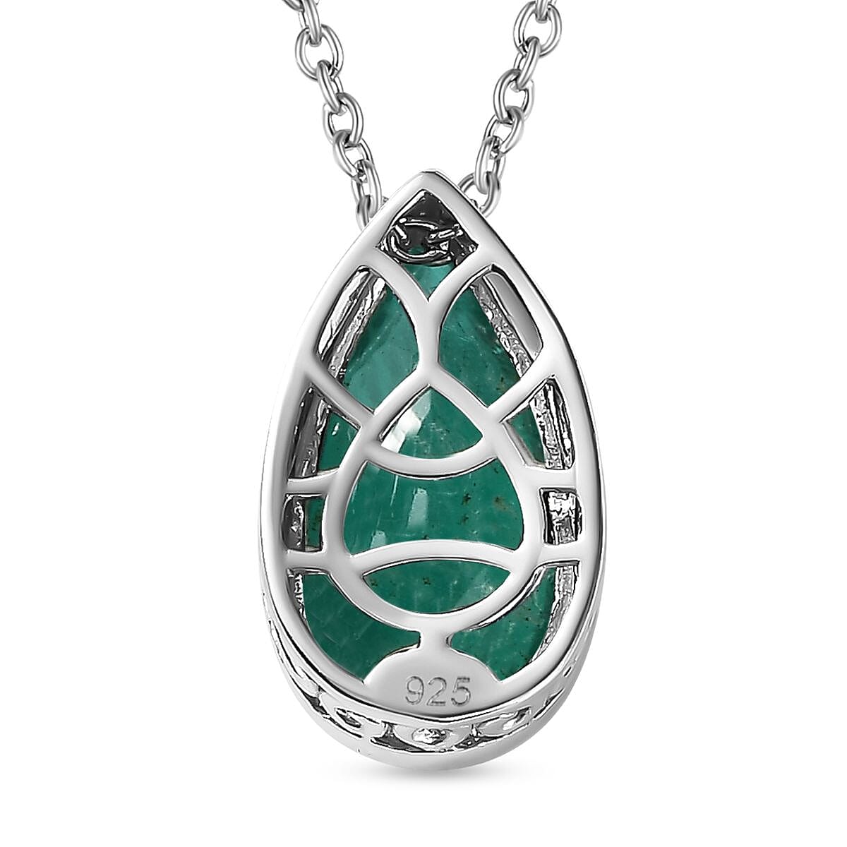  Emerald Triplet Quartz Pendant with Chain (Size 20) in Platinum Overlay Sterling Silver 4.750 Ct.