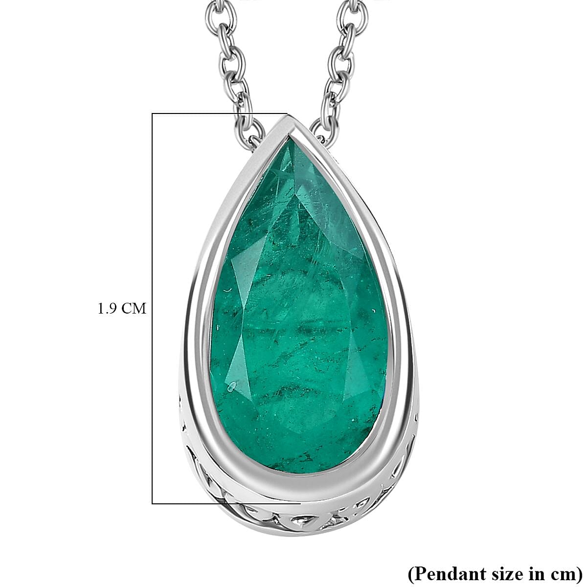  Emerald Triplet Quartz Pendant with Chain (Size 20) in Platinum Overlay Sterling Silver 4.750 Ct.