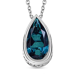 Emerald Triplet Quartz Pendant with Chain (Size 20) in Platinum Overlay Sterling Silver  4.750  Ct.