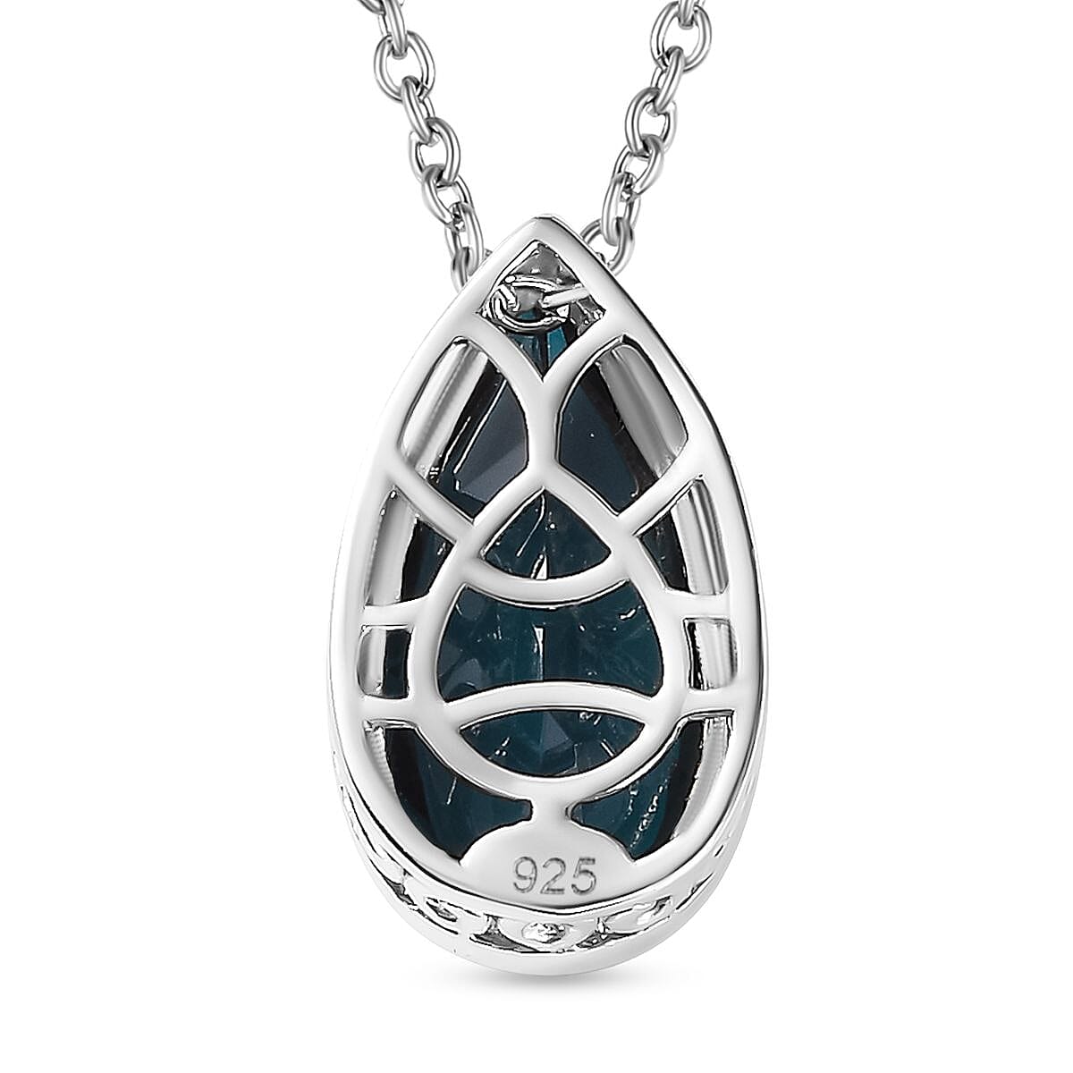 Indicolite Colour Quartz Pendant with Chain (Size 20) in Platinum Overlay Sterling Silver  4.750  Ct.