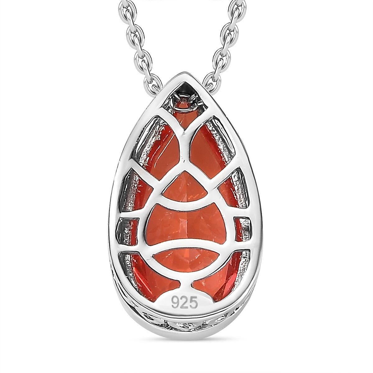 Padparadscha Colour Quartz Pendant with Chain (Size 20) in Platinum Overlay Sterling Silver  4.750  Ct.