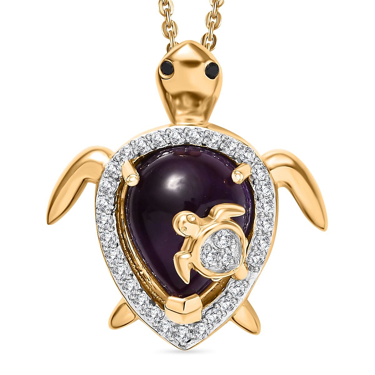 GP Italian Garden Collection - Amethyst & Multi Gemstone Pendant with Chain (Size 20) in 18K YG Vermeil Plated Sterling Silver 3.03 Ct  Silver Wt. 6.78 Gms.