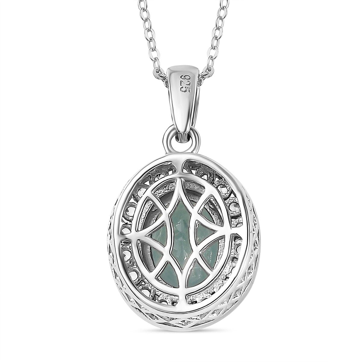 Grandidierite & Natural Zircon Pendant with Chain (Size 20) in Rhodium Overlay Sterling Silver 2.53 Ct, Silver Wt. 5.14 Gms Grandidierite & Natural Zircon Pendant with Chain (Size 20) in Rhodium Overlay Sterling Silver 2.53 Ct, Silver Wt. 5.14 Gms