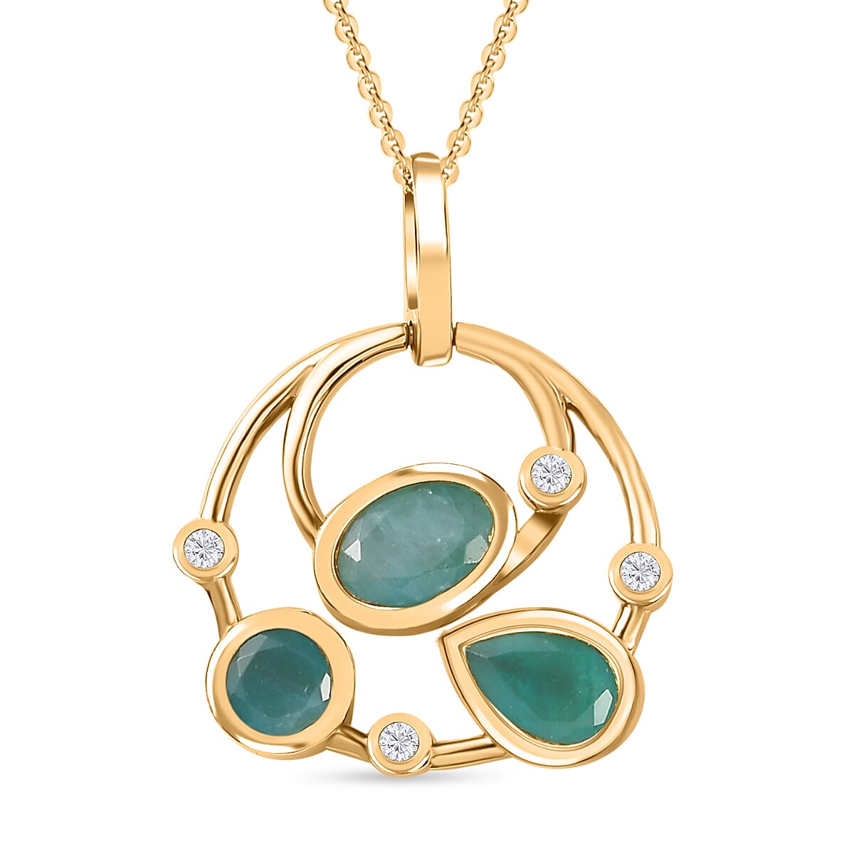Grandidierite & Natural Pendant With Chain (Size 18) in 18K Vermeil YG Plated Sterling Silver 1.29 Ct, Silver Wt. 5.30 GM