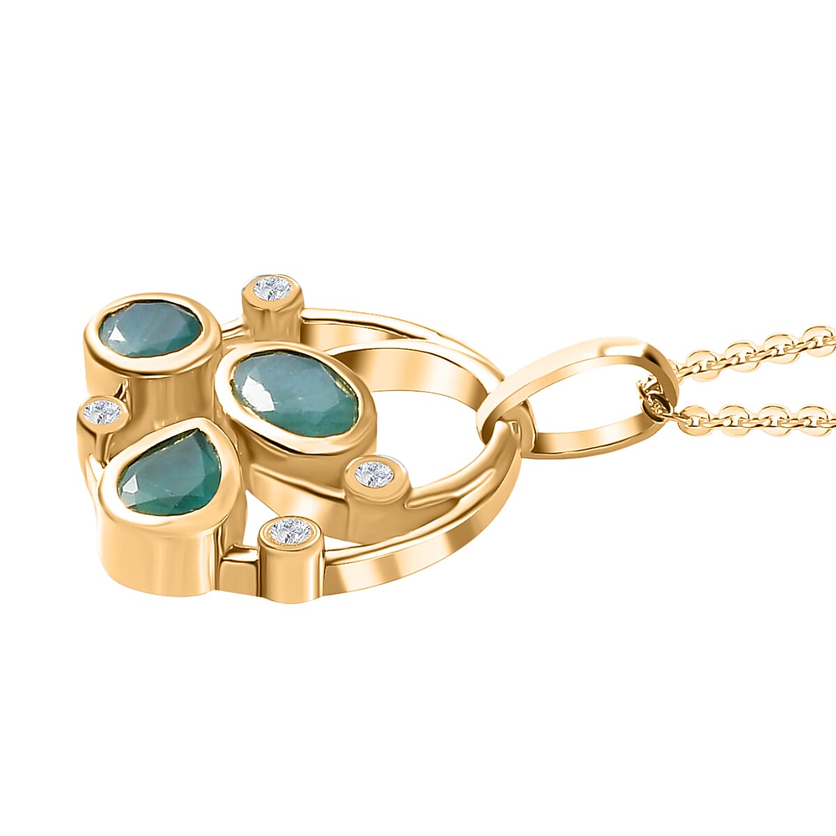 Grandidierite & Natural Pendant With Chain (Size 18) in 18K Vermeil YG Plated Sterling Silver 1.29 Ct, Silver Wt. 5.30 GM