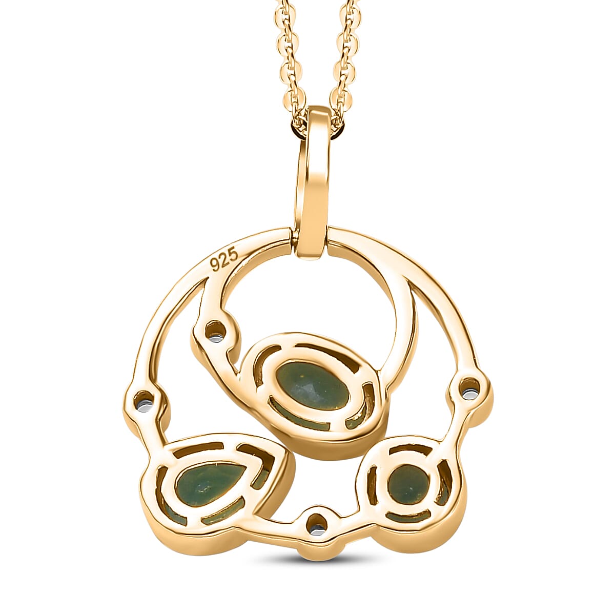 Grandidierite & Natural Pendant With Chain (Size 18) in 18K Vermeil YG Plated Sterling Silver 1.29 Ct, Silver Wt. 5.30 GM