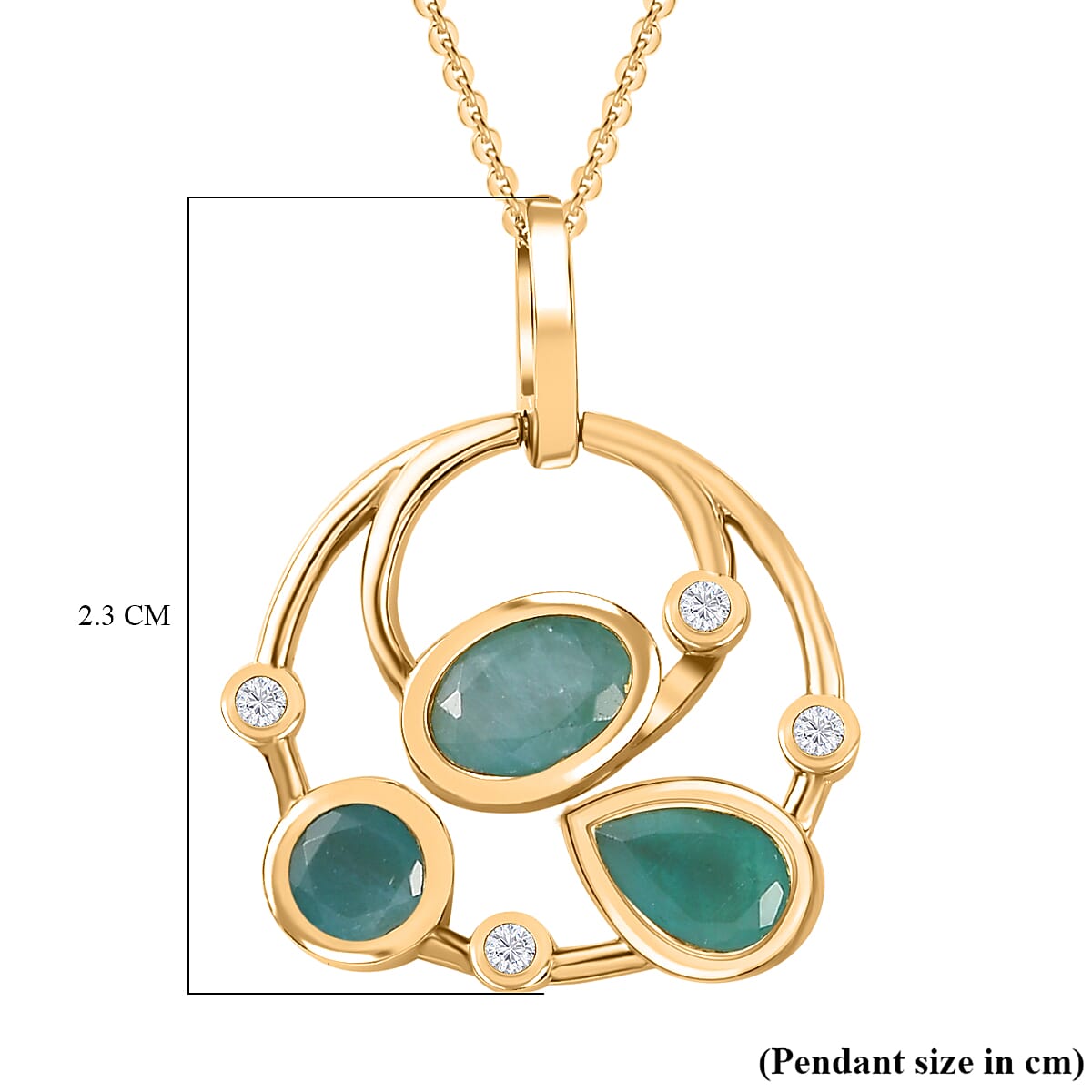 Grandidierite & Natural Pendant With Chain (Size 18) in 18K Vermeil YG Plated Sterling Silver 1.29 Ct, Silver Wt. 5.30 GM