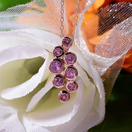 Madagaskar Pink Sapphire Pendant with Chain (Size 20) in 18K Rose Gold Vermeil Sterling Silver 1.50 Ct