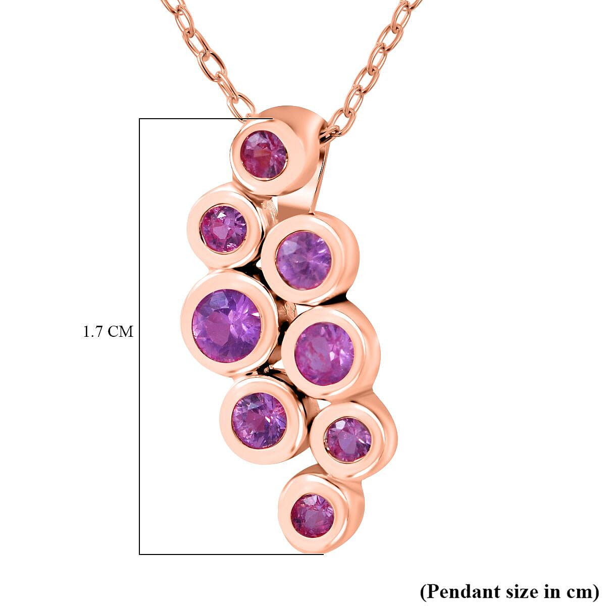 Madagascan Pink Sapphire Pendant with Chain (Size 20) in 18K Rose Gold Vermeil Sterling Silver 1.50 Ct Madagascan Pink Sapphire Pendant with Chain (Size 20) in 18K Rose Gold Vermeil Sterling Silver 1.50 Ct