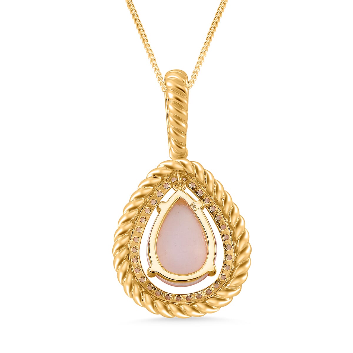 Queen Conch Shell & White Zircon Pendant with Chain (Size 18) in 18K Vermeil Yellow Gold Plated Sterling Silver 6.89 Ct.