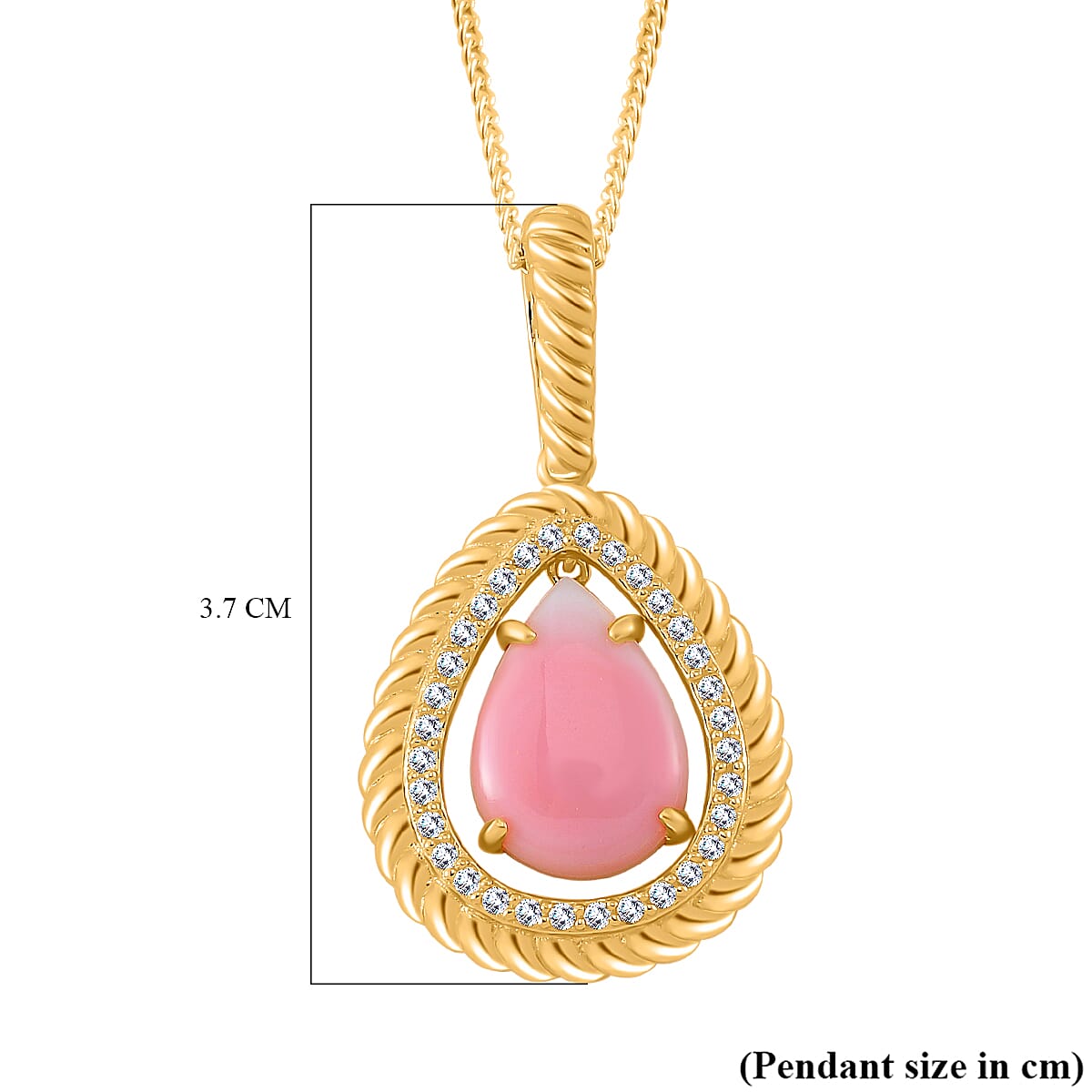 Queen Conch Shell & White Zircon Pendant with Chain (Size 18) in 18K Vermeil Yellow Gold Plated Sterling Silver 6.89 Ct.