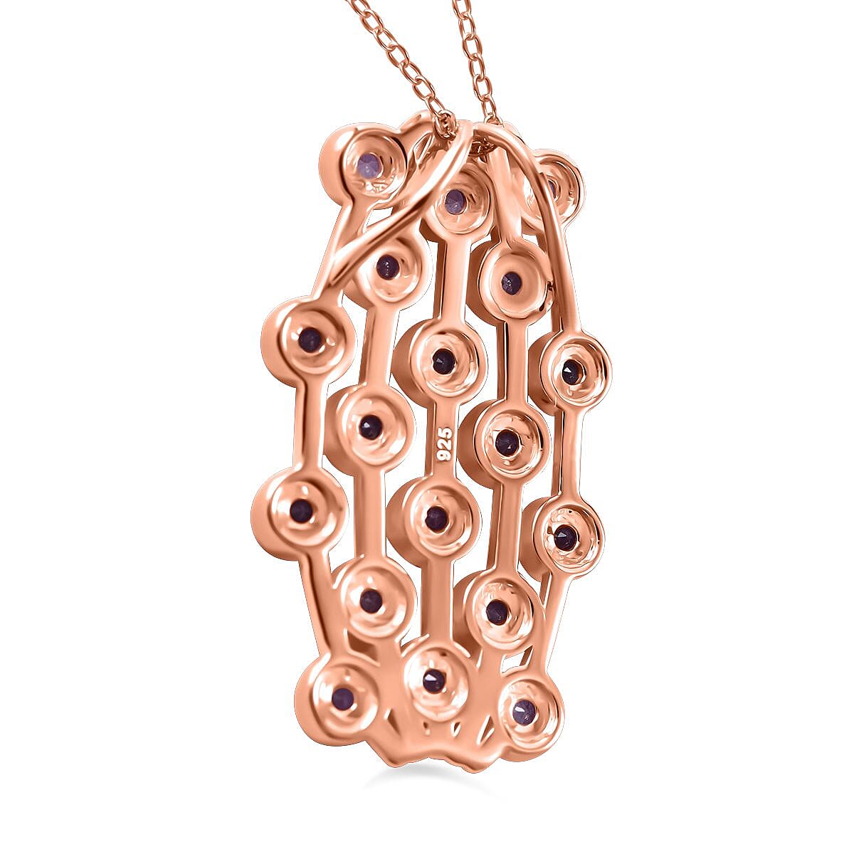 Madagascar Pink Sapphire Bubble Pendant with Chain (Size 20) in 18K Vermeil Rose Gold Plated Sterling Silver 1.60 Ct. Madagascar Pink Sapphire Bubble Pendant with Chain (Size 20) in 18K Vermeil Rose Gold Plated Sterling Silver 1.60 Ct.