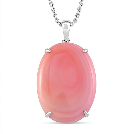 Biggest Deal- Queen Conch Shell (OV 30x22) Pendant with Chain (Size 18) in Rhodium Overlay Sterling Silver