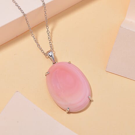 Biggest Deal- Queen Conch Shell (OV 30x22) Pendant with Chain (Size 18) in Rhodium Overlay Sterling Silver