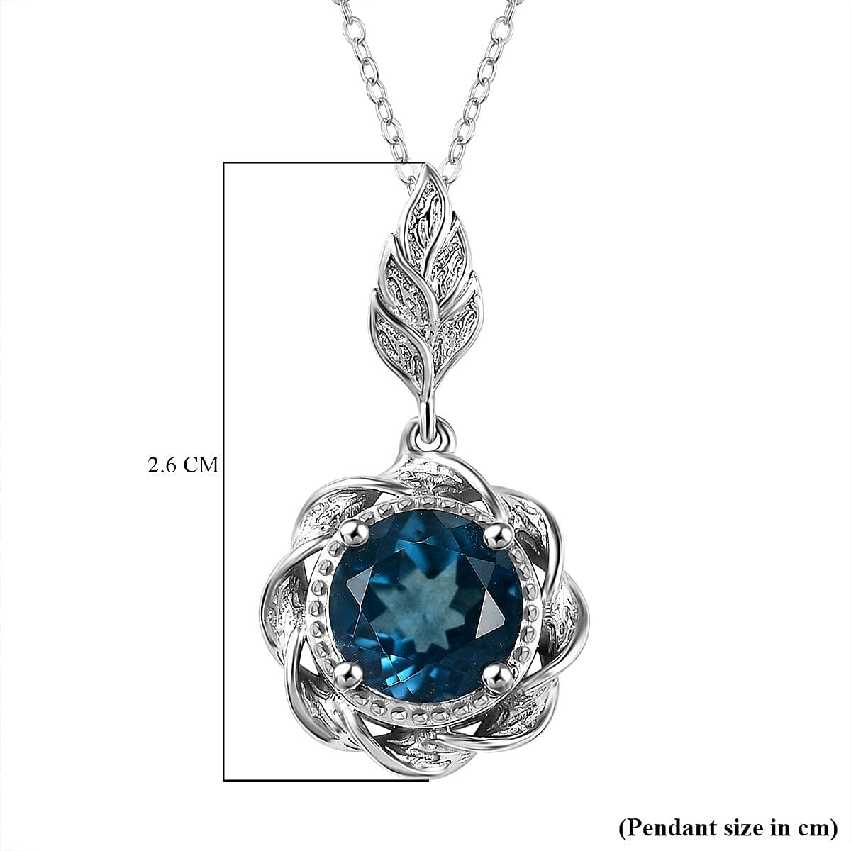 Belgian Teal Fluorite Pendant with Chain (Size 20) in Rhodium Overlay Sterling Silver 2.45 Ct.