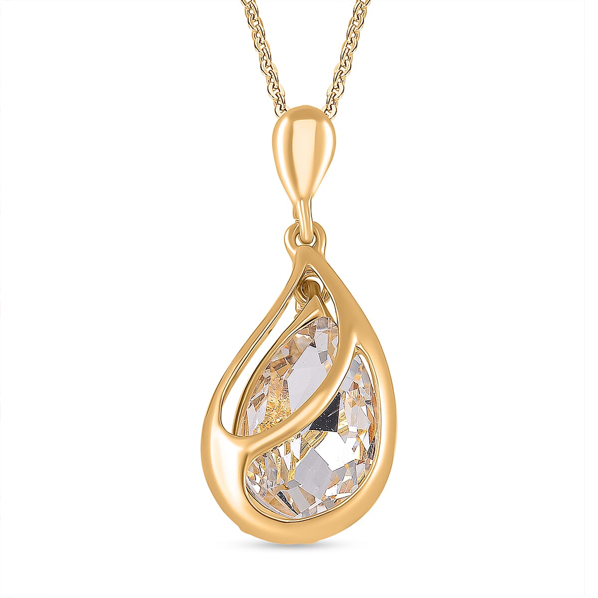 2 Piece Set - White Crystal Necklace (Size - 20-2 Ext) & Earrings with Push Back