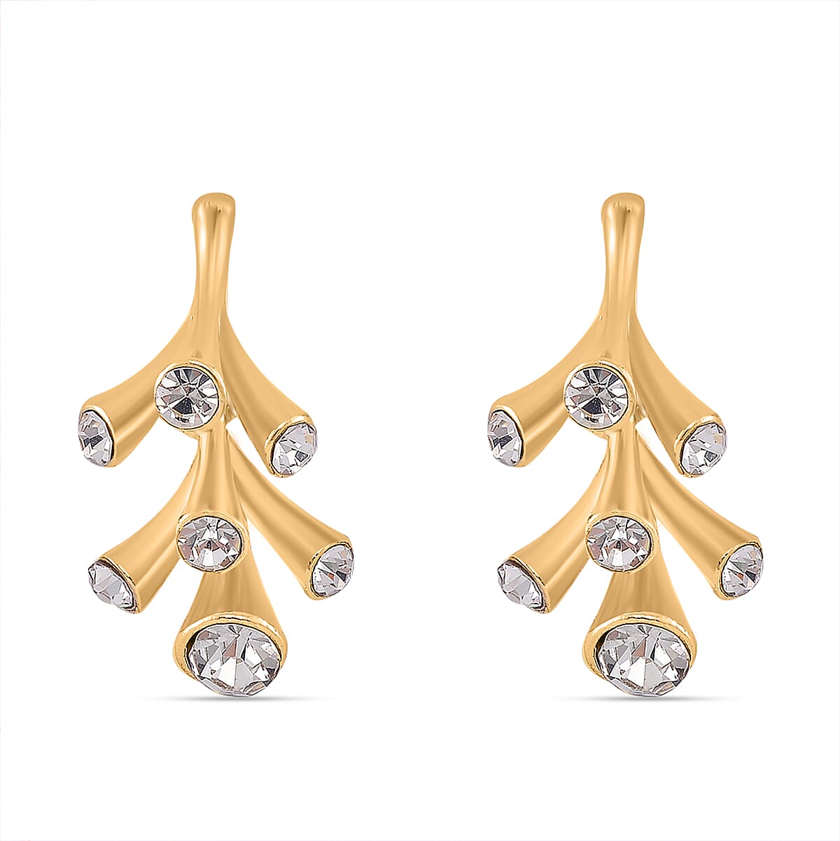 2 Piece Set - White Crystal Necklace and Earring with Push Back