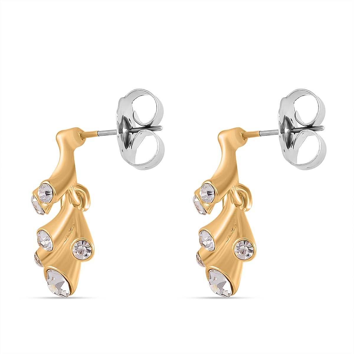 2 Piece Set - White Crystal Necklace and Earring with Push Back