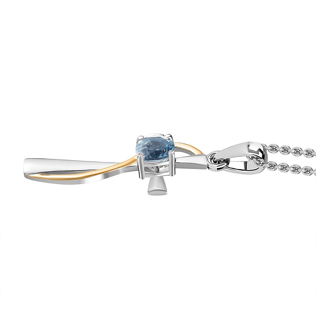 Sky BLue Topaz Pendant in Platinum Overlay Sterling Silver With Chain (Size 20)