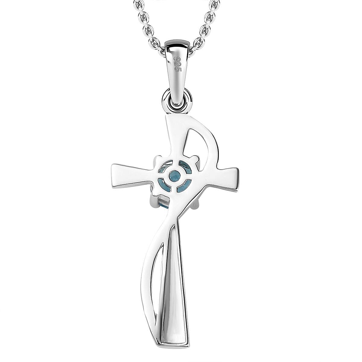 Sky BLue Topaz Pendant in Platinum Overlay Sterling Silver With Chain (Size 20)