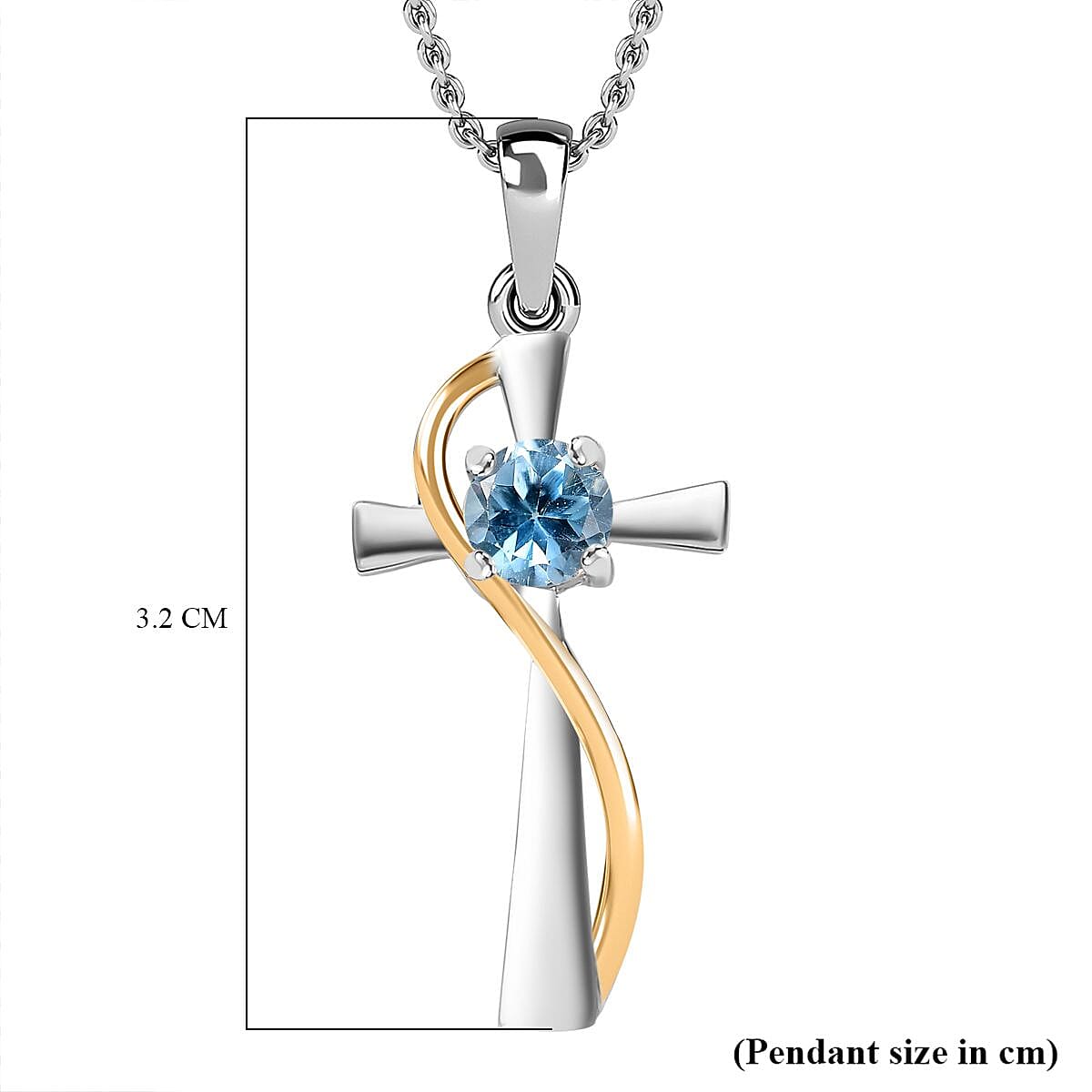 Sky BLue Topaz Pendant in Platinum Overlay Sterling Silver With Chain (Size 20)