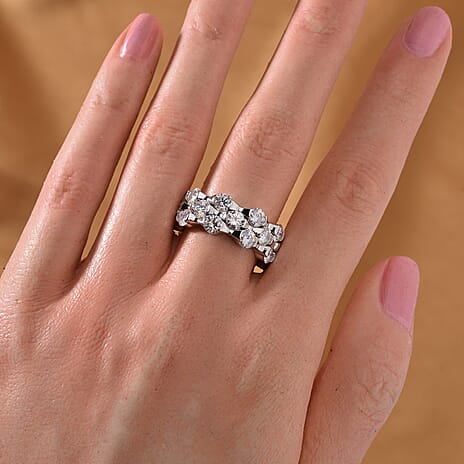 Set of 3 - Moissanite Band Rings in Rhodium Sterling Silver Wt. 8 Gms 6.50 Ct.