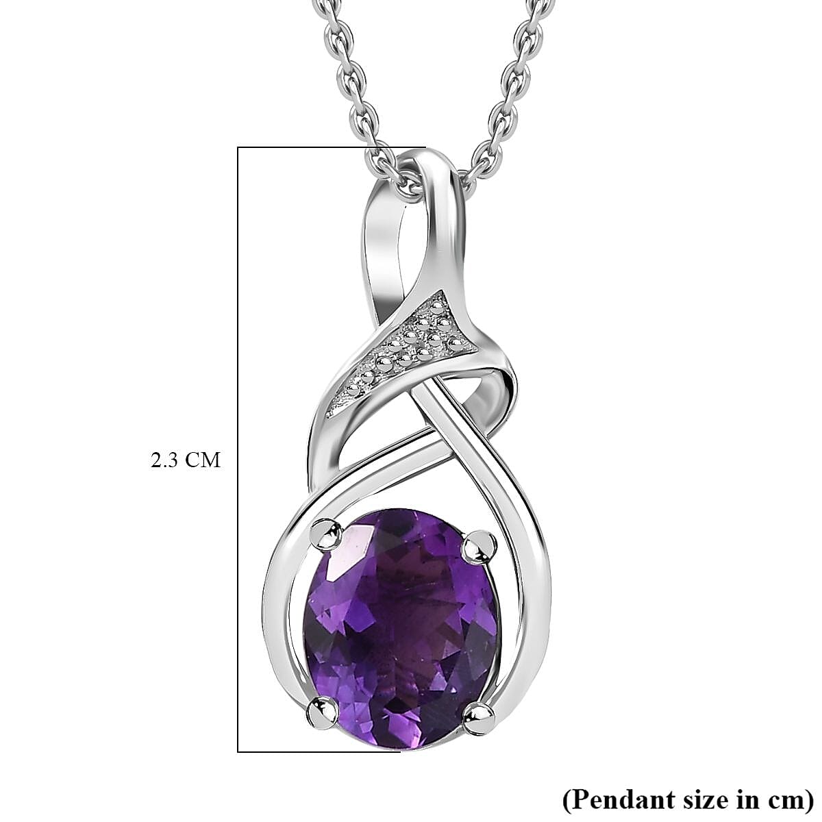 Moroccan Amethyst Pendant with Chain (Size 20) in Rhodium Overlay Sterling 1.78 Ct, Silver Wt. 5.30 GM