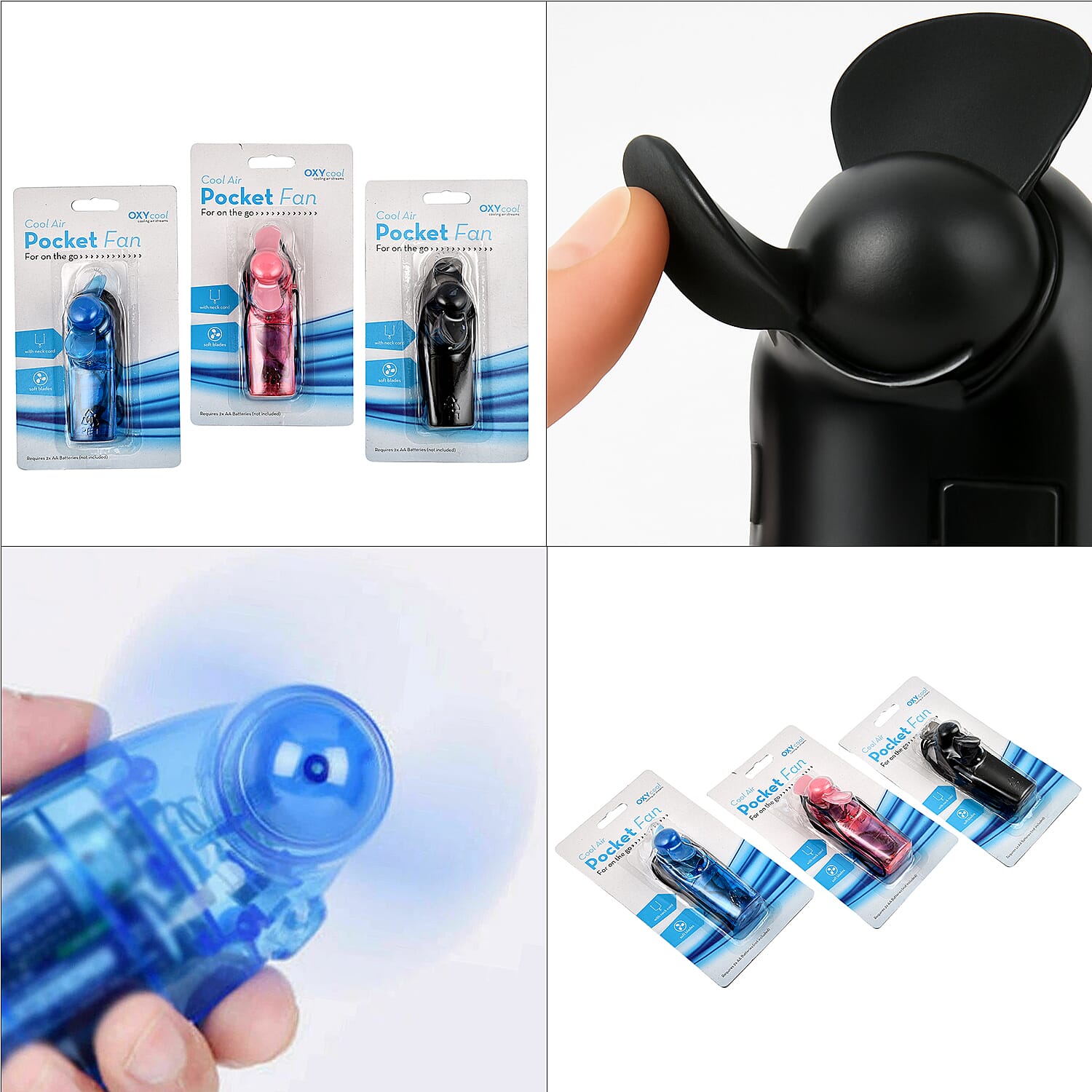 Set of 3 - Oxycool Pocket Fan with Neck Cord