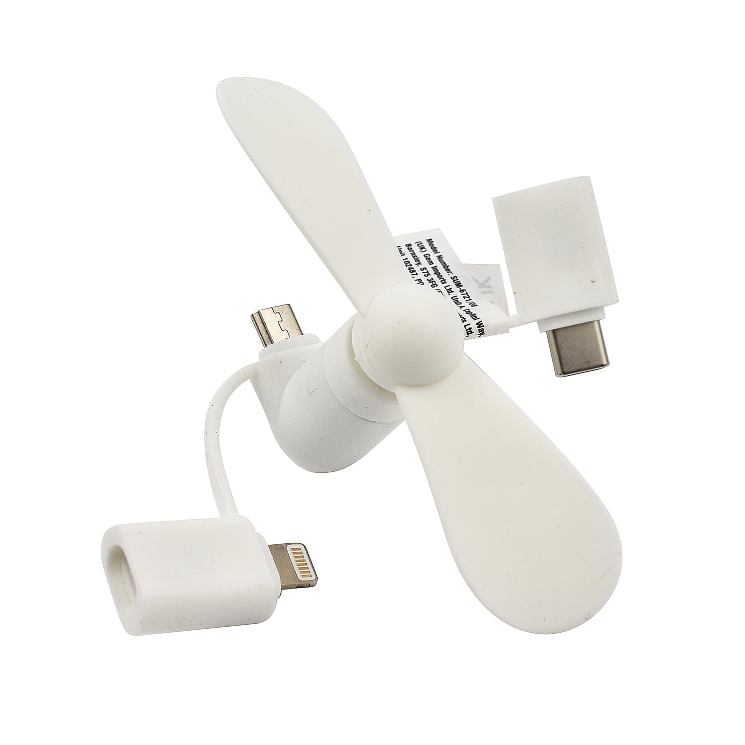 Set of 3 Smartphone Fan - White, Blue - Grey