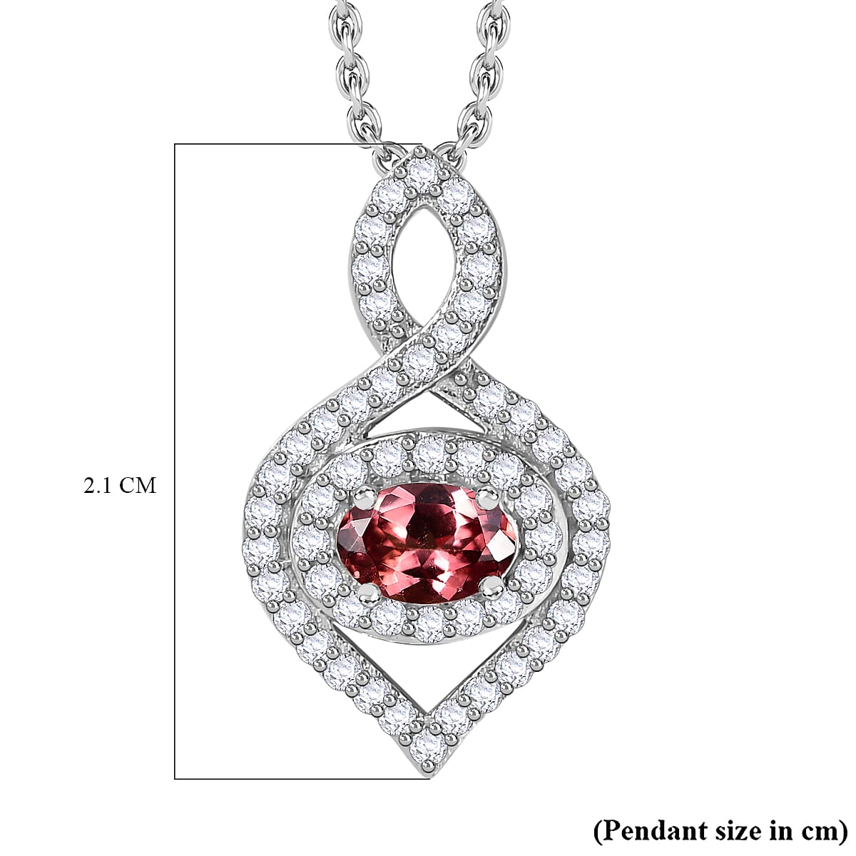 Tanzanian Blush Garnet & Natural Zircon Pendant with Chain (Size 20) in Rhodium Overlay Sterling Silver 1.68 Ct