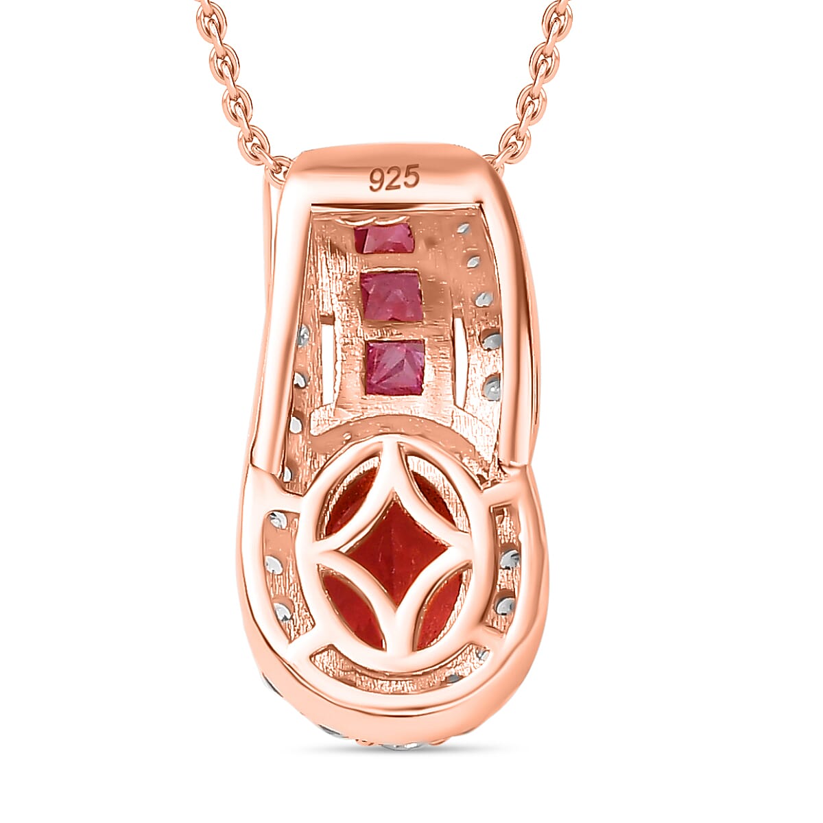 Tanzanian Blush Garnet, Natural Zircon & Pink Sapphire Pendant with Chain (Size 20) in 18K Vermeil Rose Gold Plated Sterling Silver 1.83 Ct.