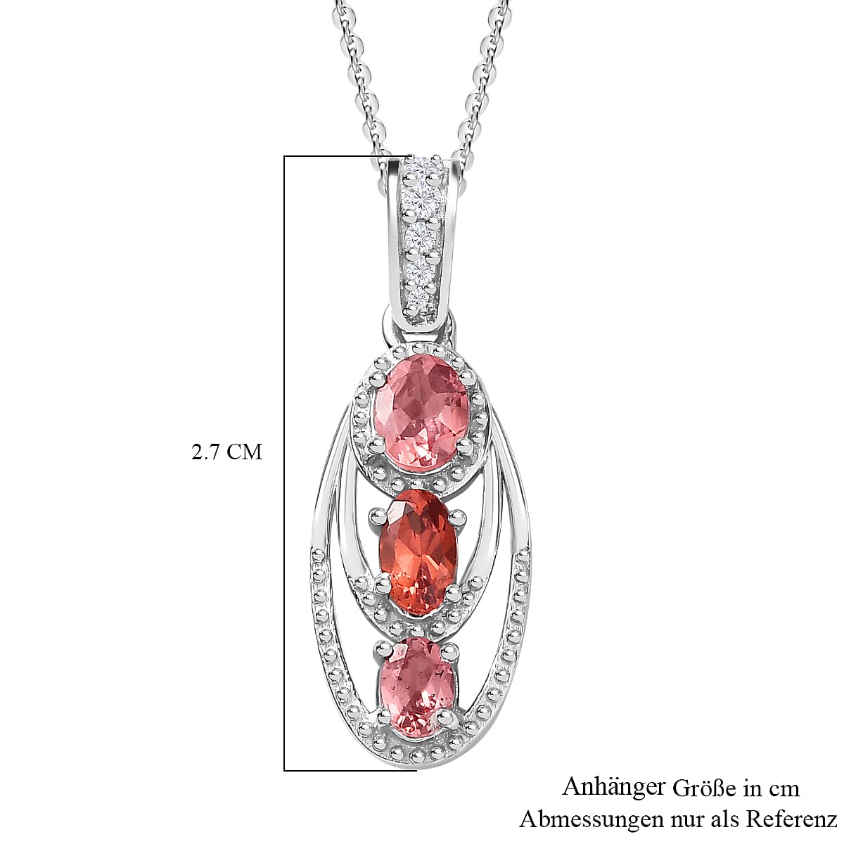 Tanzanian Blush Garnet & Natural Zircon Pendant with Chain (Size 20) in Rhodium Overlay Sterling Silver 1.08 Ct