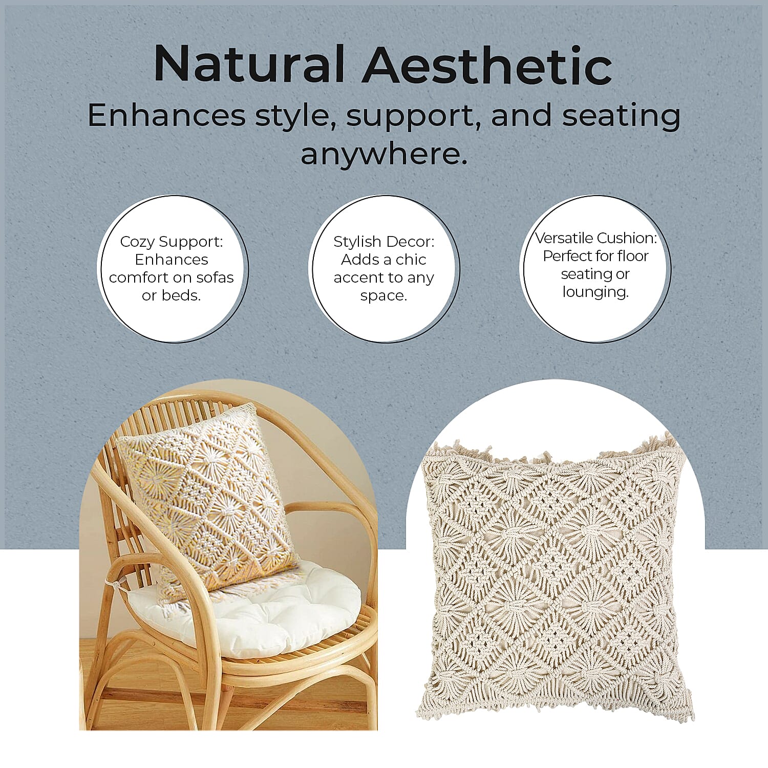 Set of 4 Hand Weaved Cotton Macrame Ottoman, Table Placemat, Wall Hanging Organiser & Placemats Set of 4 Hand Weaved Cotton Macrame Ottoman, Table Placemat, Wall Hanging Organiser & Placemats