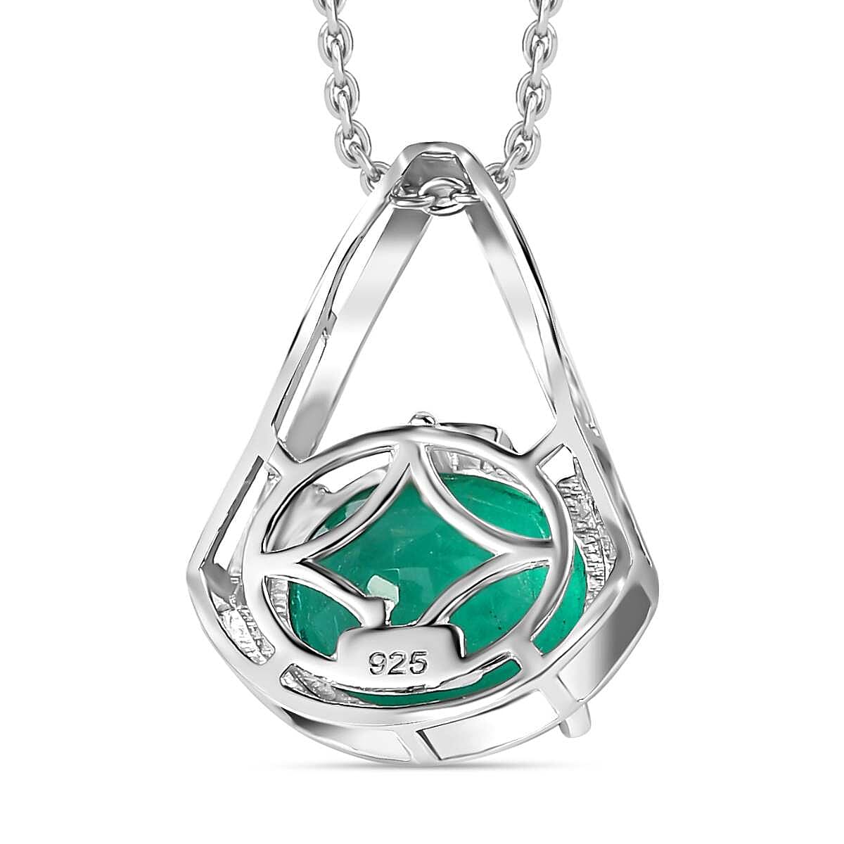 Emeraldine Quartz Pendant with Chain (Size 20) in Platinum Overlay Sterling Silver  5.500  Ct.