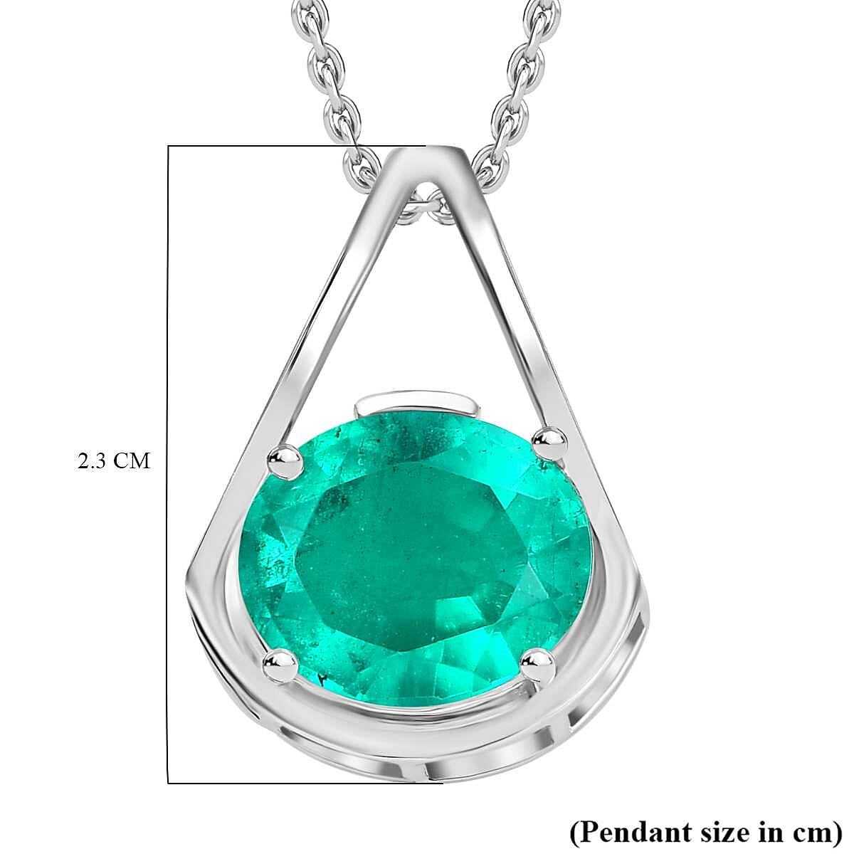 Emeraldine Quartz Pendant with Chain (Size 20) in Platinum Overlay Sterling Silver  5.500  Ct.