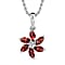 Red Garnet, White Zircon Sterling Silver Pendant with Chain (Size 20) 1.140  Ct.