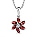 Red Garnet, White Zircon Sterling Silver Pendant with Chain (Size 20) 1.140  Ct.