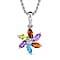 Skyblue Topaz, Pink Amethyst, Arizona Peridot, Citrine, Bolivian Amethyst, Red Garnet, White Zircon Sterling Silver Pendant with Chain (Size 20) 1.110  Ct.